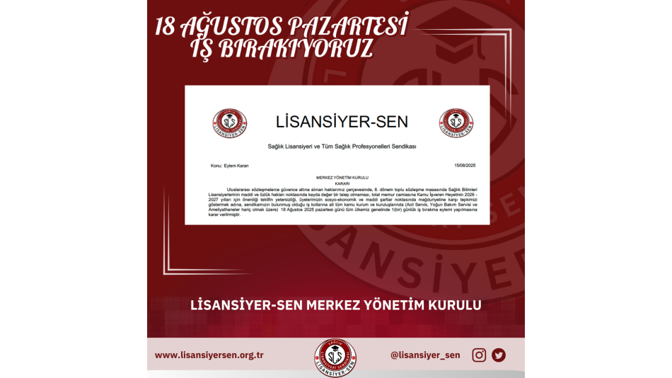 18 AĞUSTOS'TA İŞ BIRAKIYORUZ!